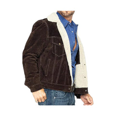 Men's Sherpa Lined Boar Suede Jacket