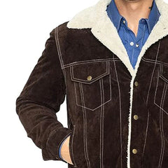 Men's Sherpa Lined Boar Suede Jacket