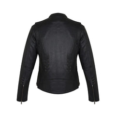 Women's Full Zip With Lace Style Genuine Leather Jacket