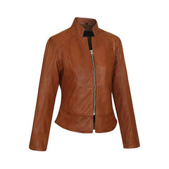 Women's Brown Slim Fit Premium Leather Jacket