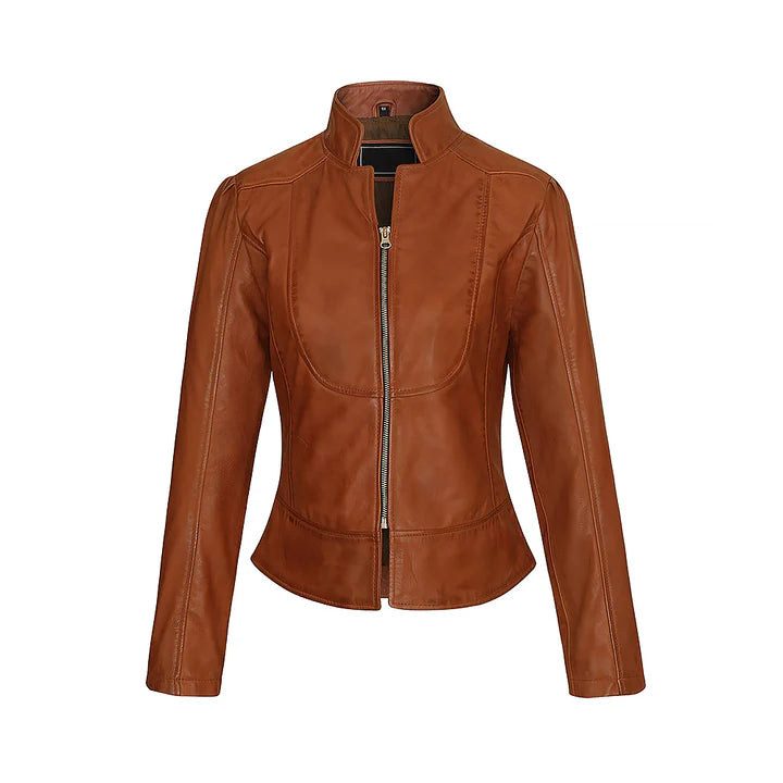 Women's Brown Slim Fit Premium Leather Jacket