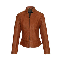 Women's Brown Slim Fit Premium Leather Jacket