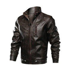 Mens Brown Road Master Full Zipper Jacket