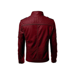 Burgundy Mens Motorcycle Leather Jacket