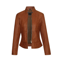 Women's Brown Slim Fit Premium Leather Jacket