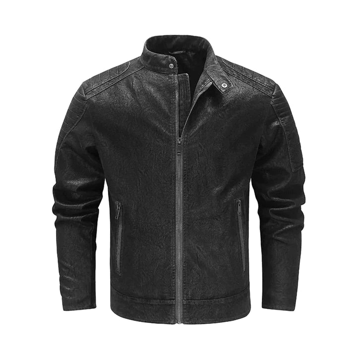 Mens Classic Genuine Leather Biker Jacket