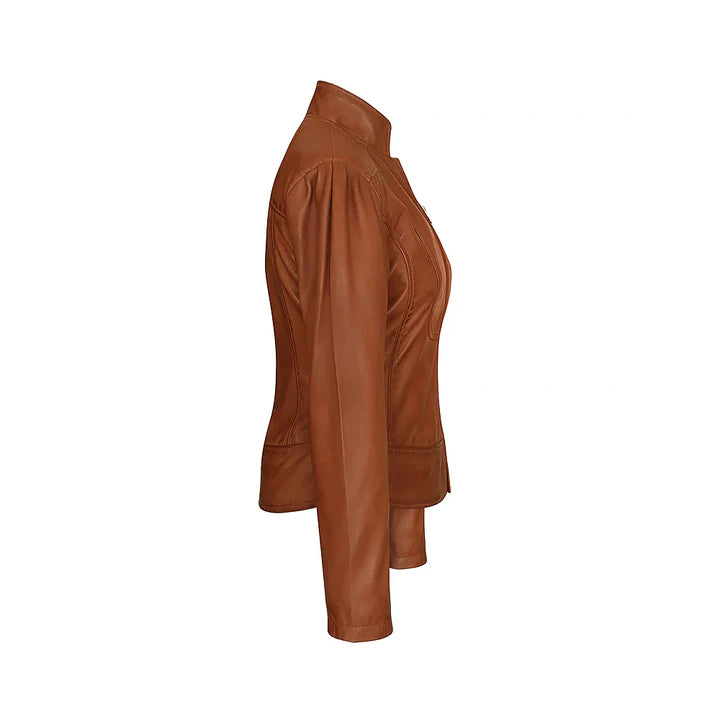 Women's Brown Slim Fit Premium Leather Jacket