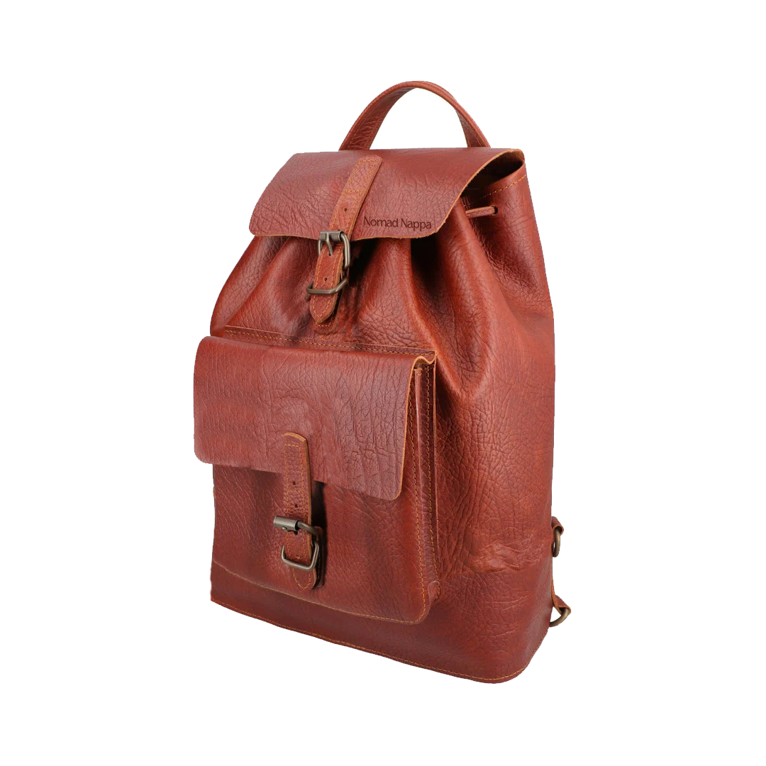 Vintage Style Textured Cow Leather Travel Backpack