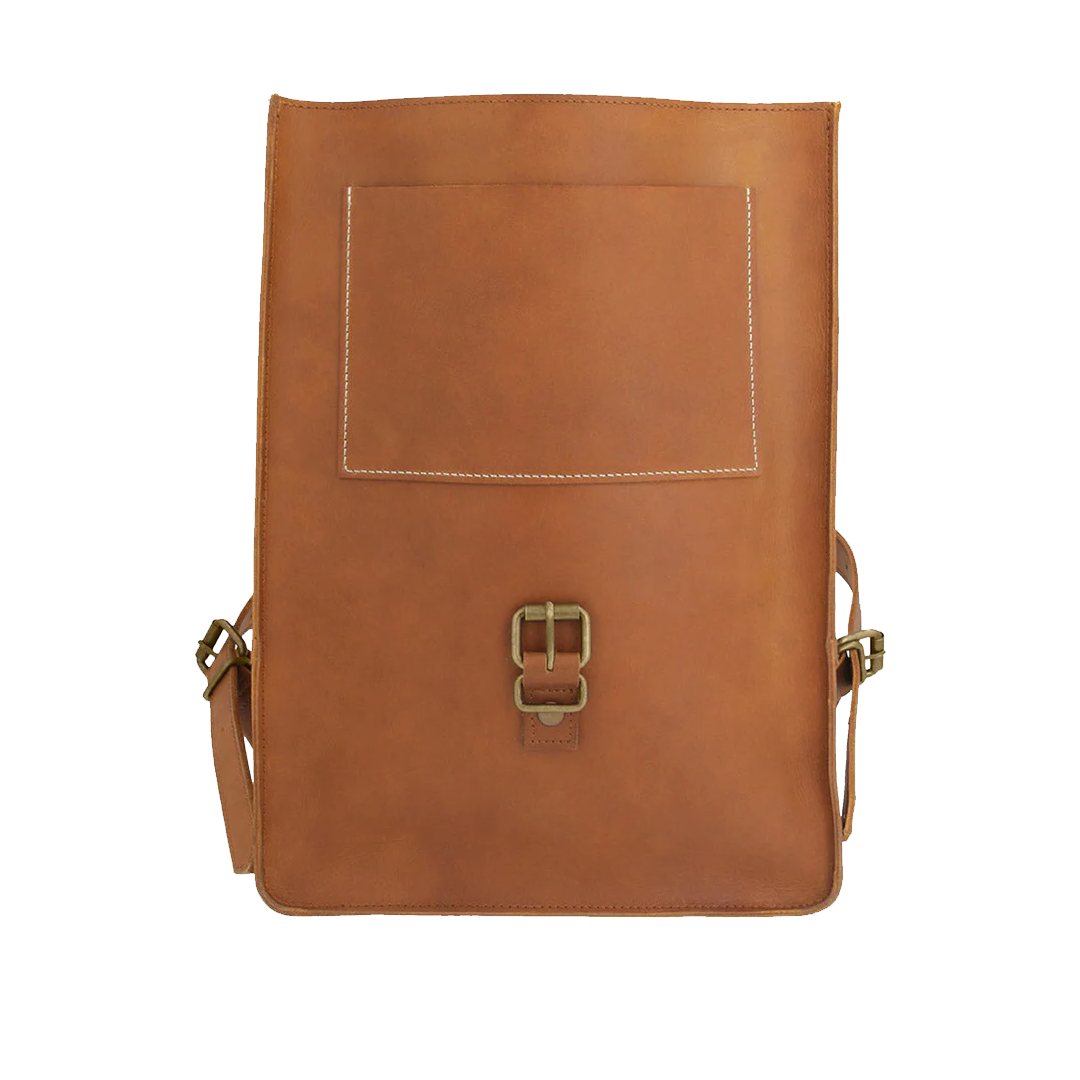 Vintage Tan Cowhide Genuine Leather Travel Backpack