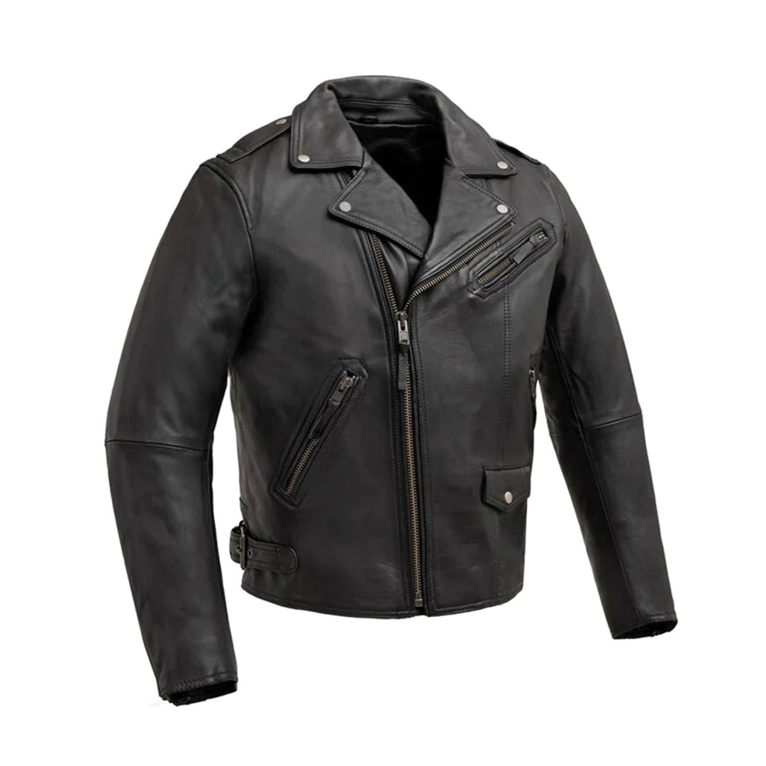 Men's Asymmetrical Front Zipper Motorcycle Jacket