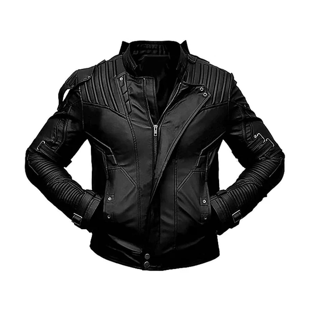 Men's Belted Cuffs Motorcycle Original Leather Jacket