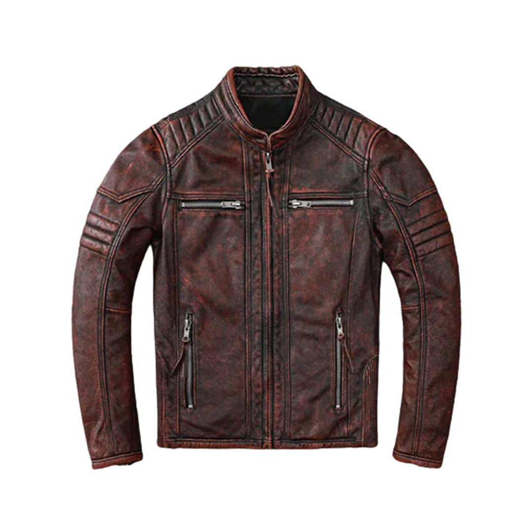 Men's Vintage Full Zip Genuine Moto Jacket