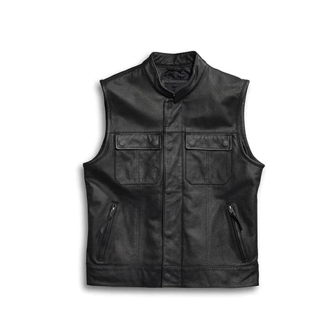 Mens Classic Biker Geniune Leather Vest