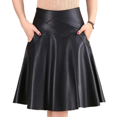 Women's Black High Waist Leather Skirt Punk Rock Style