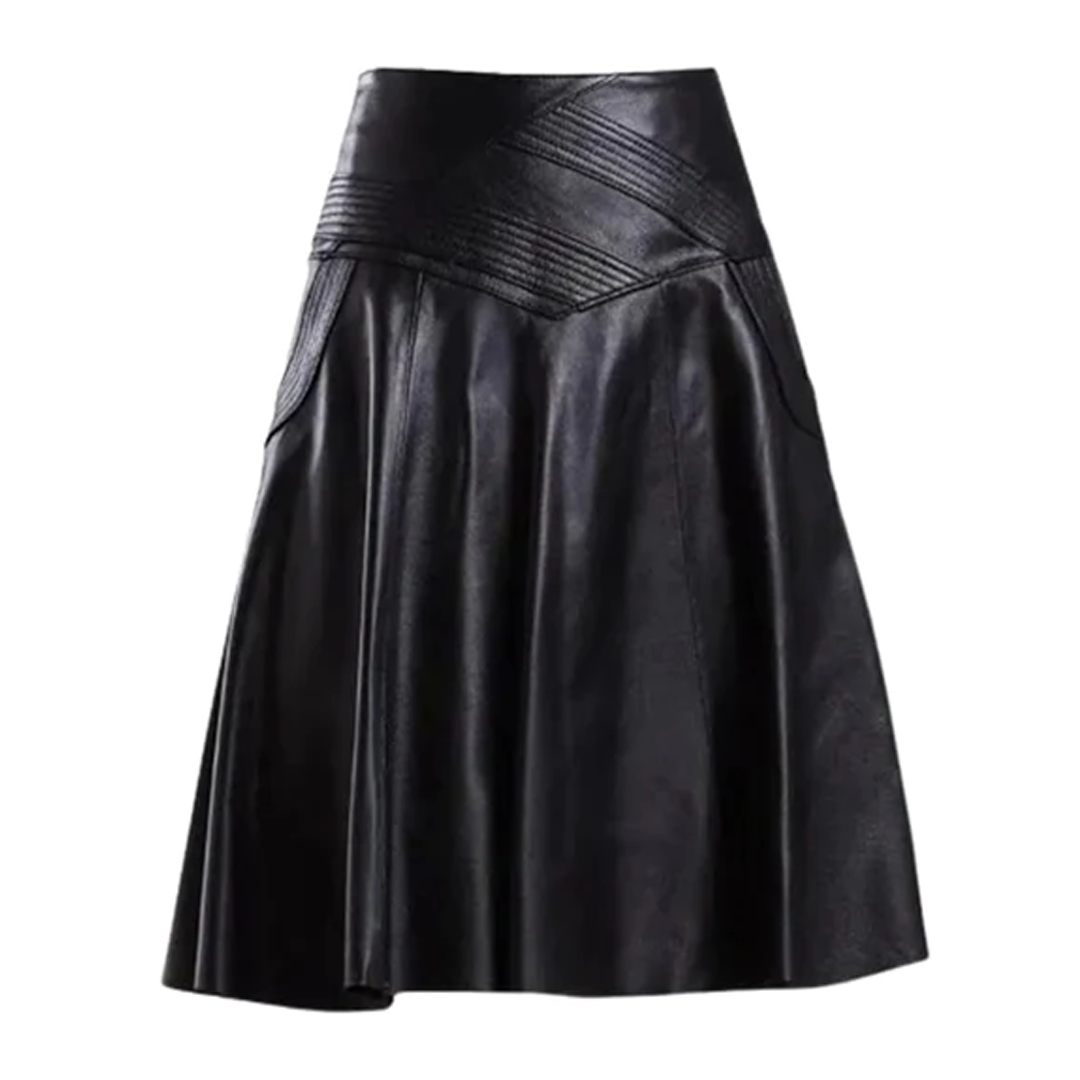 Women's Black High Waist Leather Skirt Punk Rock Style