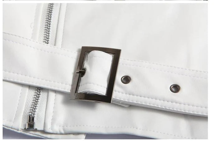 White Slim Fit Asymmetrical Original Leather Jacket