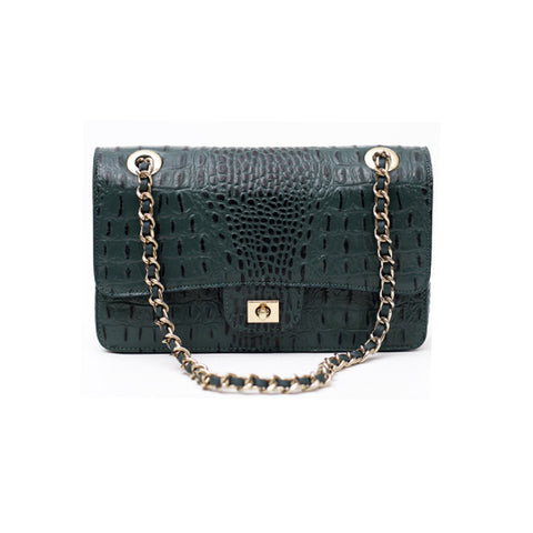 Women’s Crocodile Pattern Real Leather Shoulder Bag