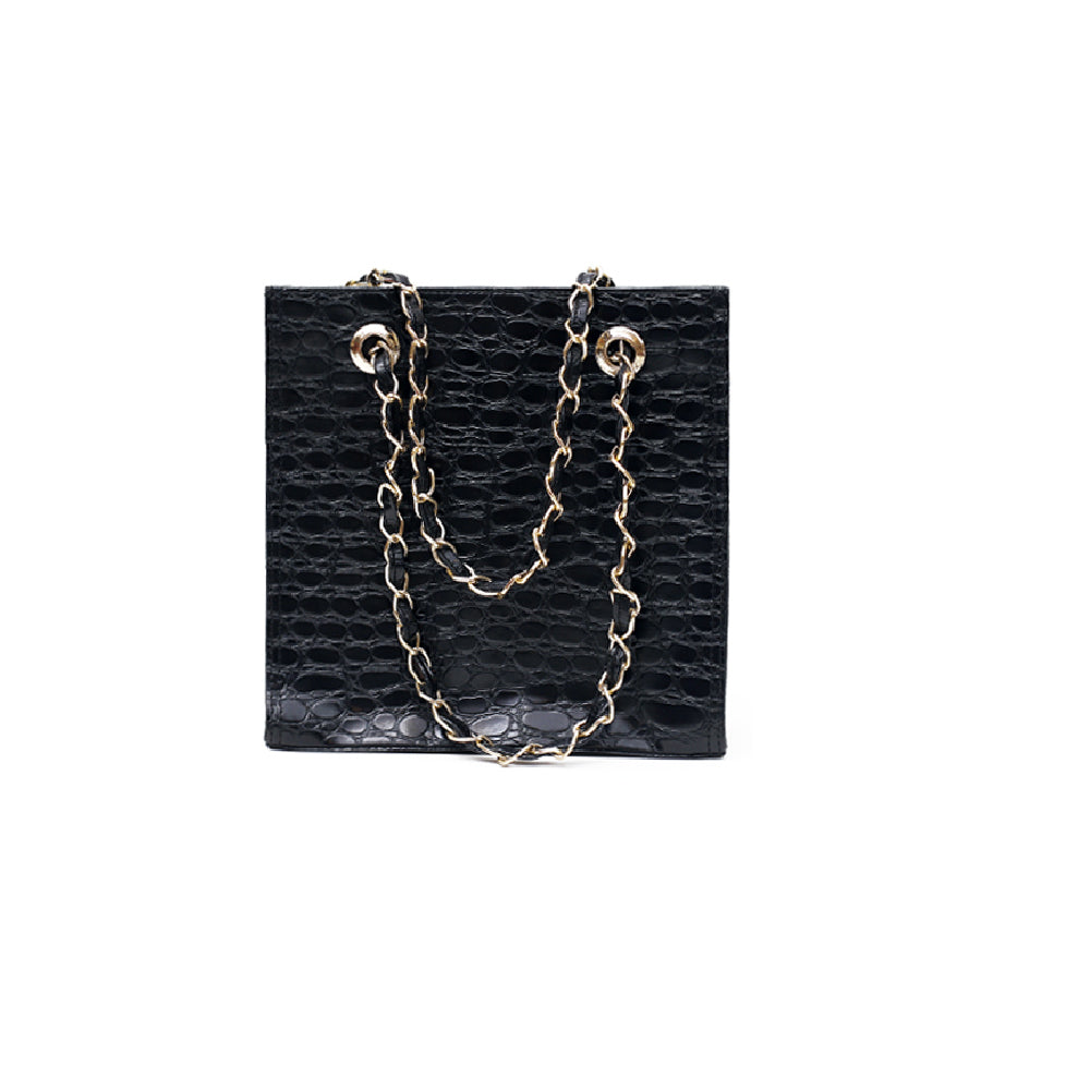 Women’s Fancy Black Textured Real Leather Handbag