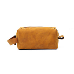 Vintage Light Brown Genuine Leather Toiletry Bag