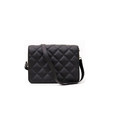 Black Quilted Real Leather Shoulder Bag