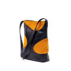 Black and Orange Genuine Leather Tote Bag