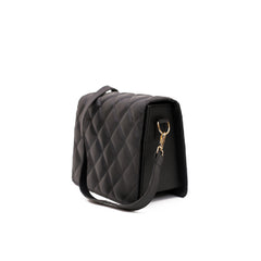 Black Quilted Real Leather Shoulder Bag