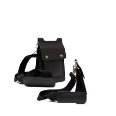 Classic Black Real Textured Leather Crossbody Bag