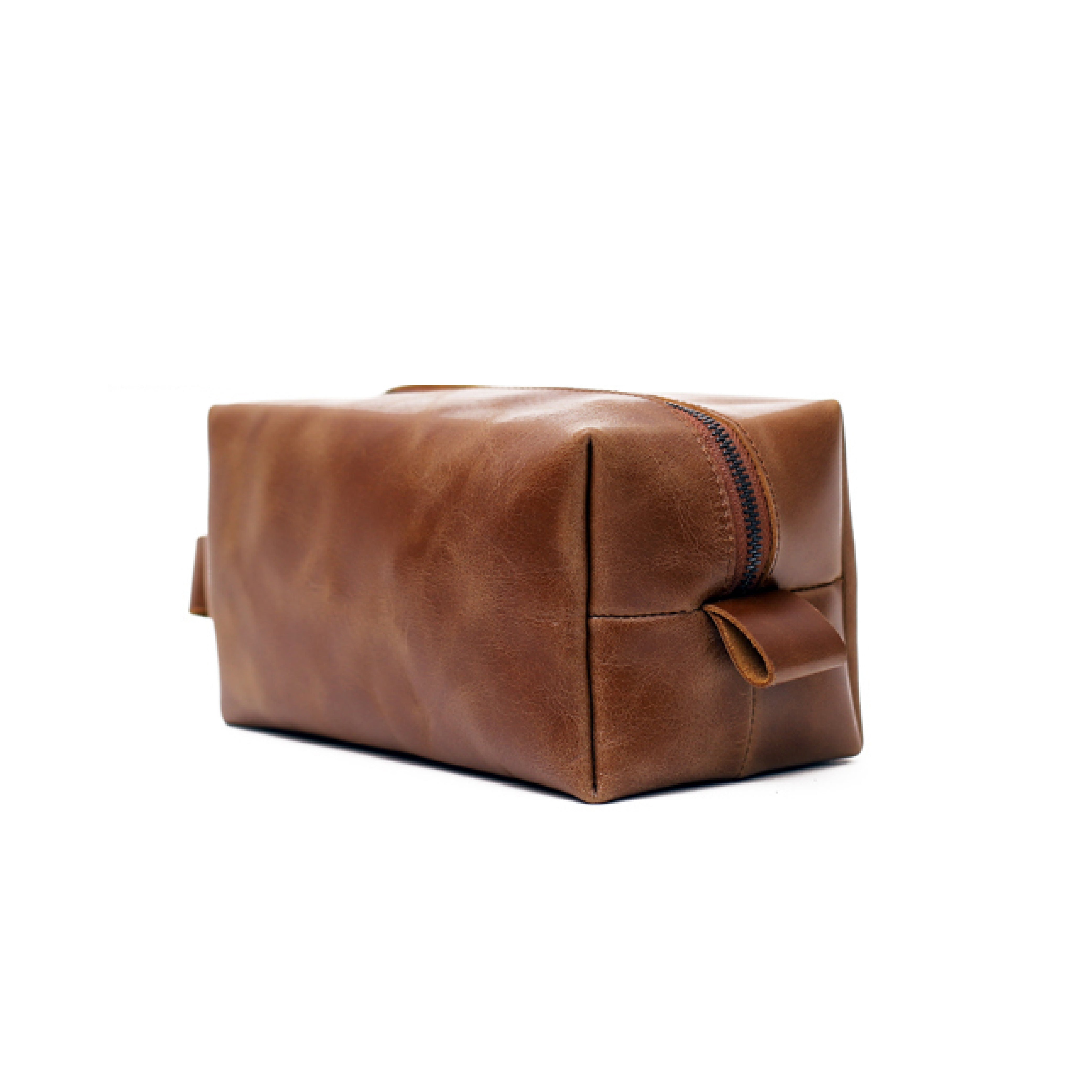 Vintage Chocolate Brown Real Leather Toiletry Bag