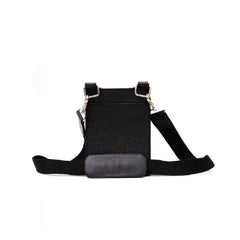 Classic Black Real Textured Leather Crossbody Bag