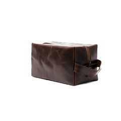 Dark Brown Genuine Leather Toiletry Bag