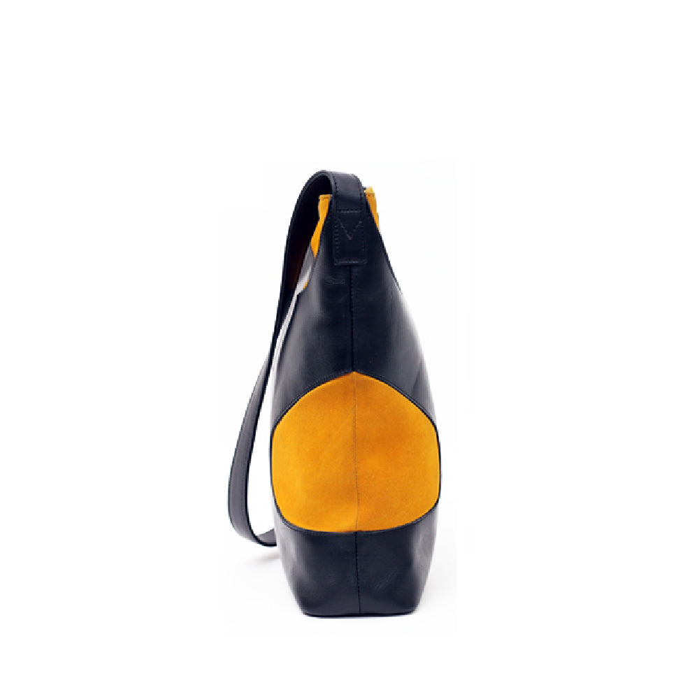 Black and Orange Genuine Leather Tote Bag