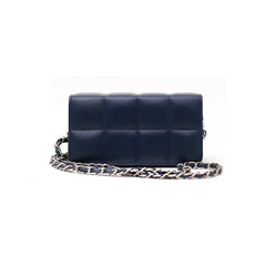 Women’s Quilted Navy Blue Genuine Leather Clutch Bag