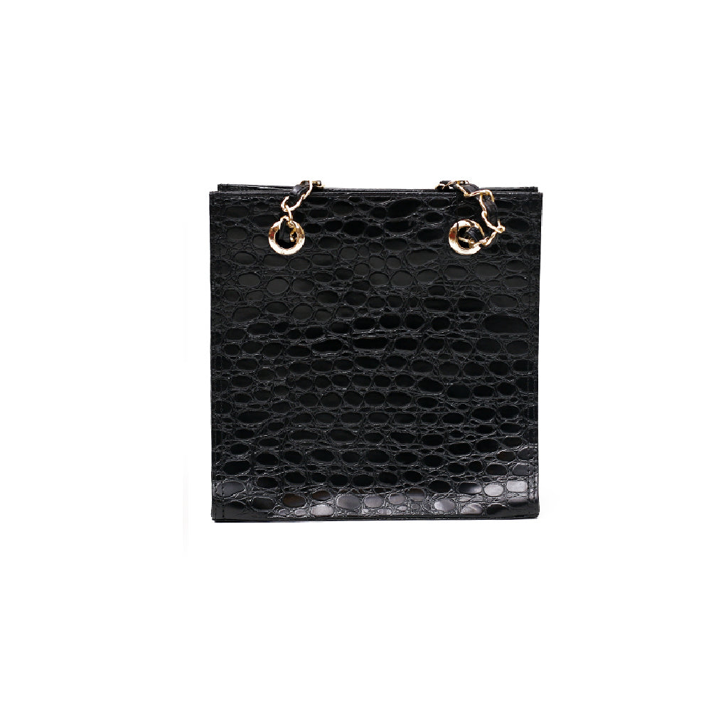 Women’s Fancy Black Textured Real Leather Handbag
