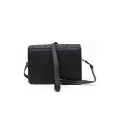 Black Quilted Real Leather Shoulder Bag