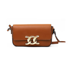 Women’s Real Leather Golden Clasp Shoulder Bag