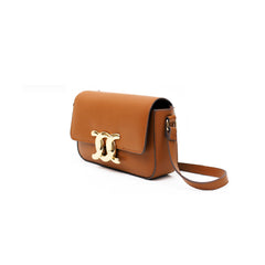 Women’s Real Leather Golden Clasp Shoulder Bag