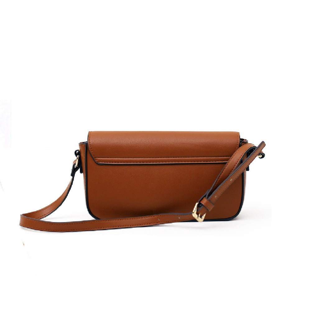 Women’s Real Leather Golden Clasp Shoulder Bag