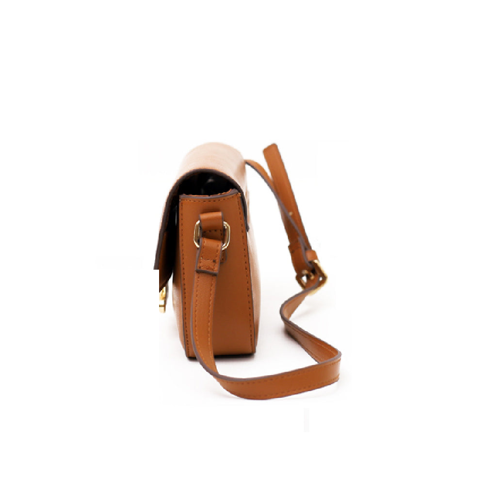 Women’s Real Leather Golden Clasp Shoulder Bag