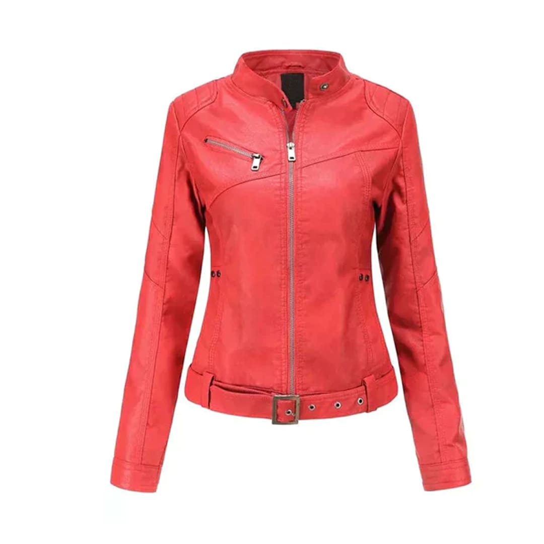 Women Margaret Red Slim Fit Leather Jacket